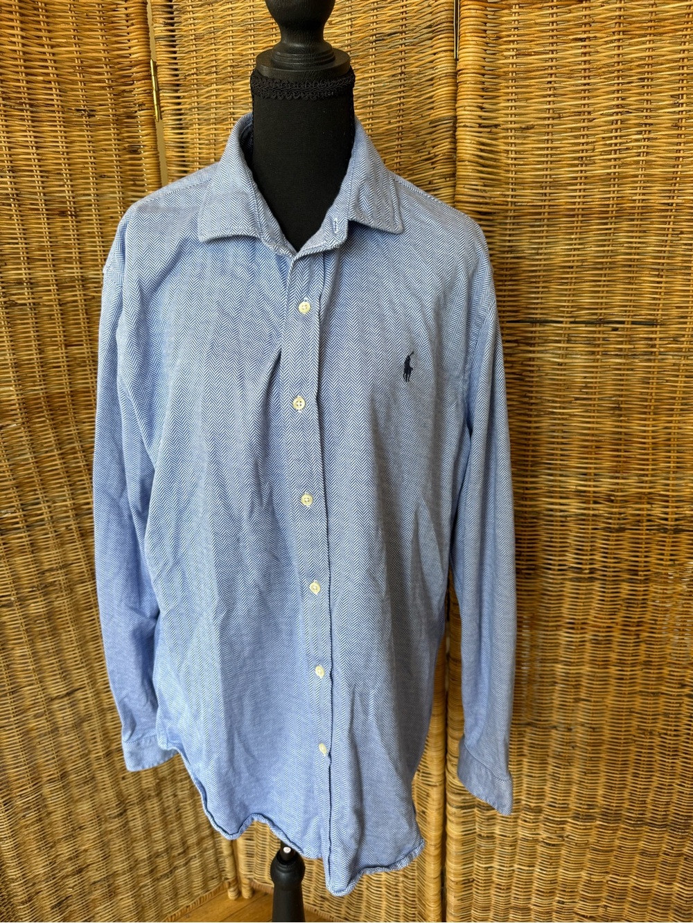 Ralph Lauren Light Blue Herringbone Dress Shirt - Picture 2 of 3